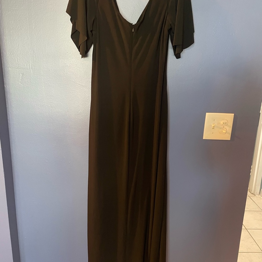NWT size 16 Ralph Lauren Elegant Black Long Gown with side slit.